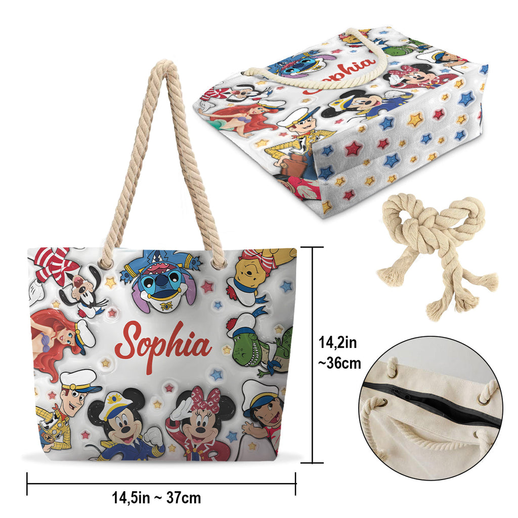 Personalized Canvas Beach Bag with Custom Name - Customizable Gift Beach Bag GradoCreations