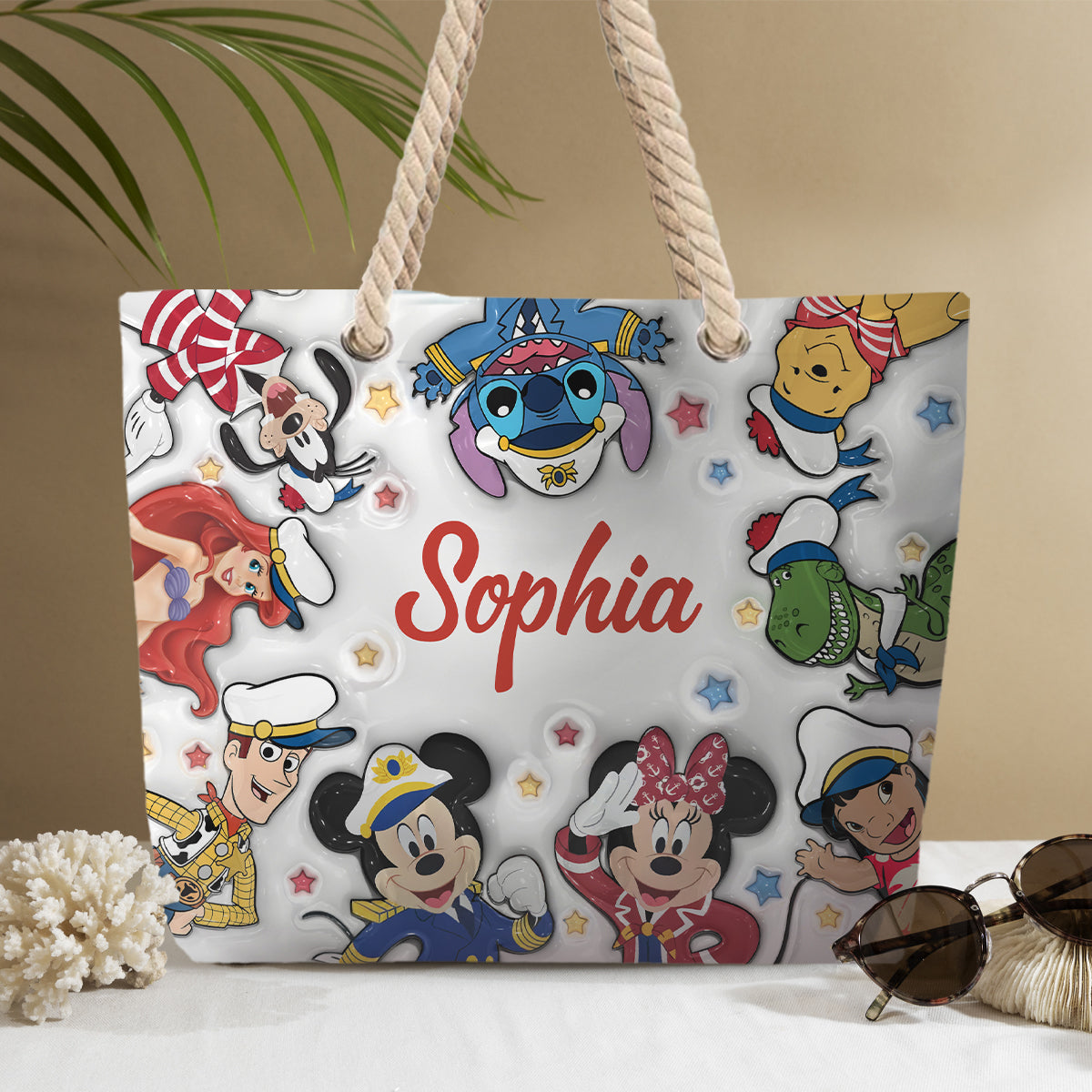 Personalized Canvas Beach Bag with Custom Name - Customizable Gift Beach Bag GradoCreations