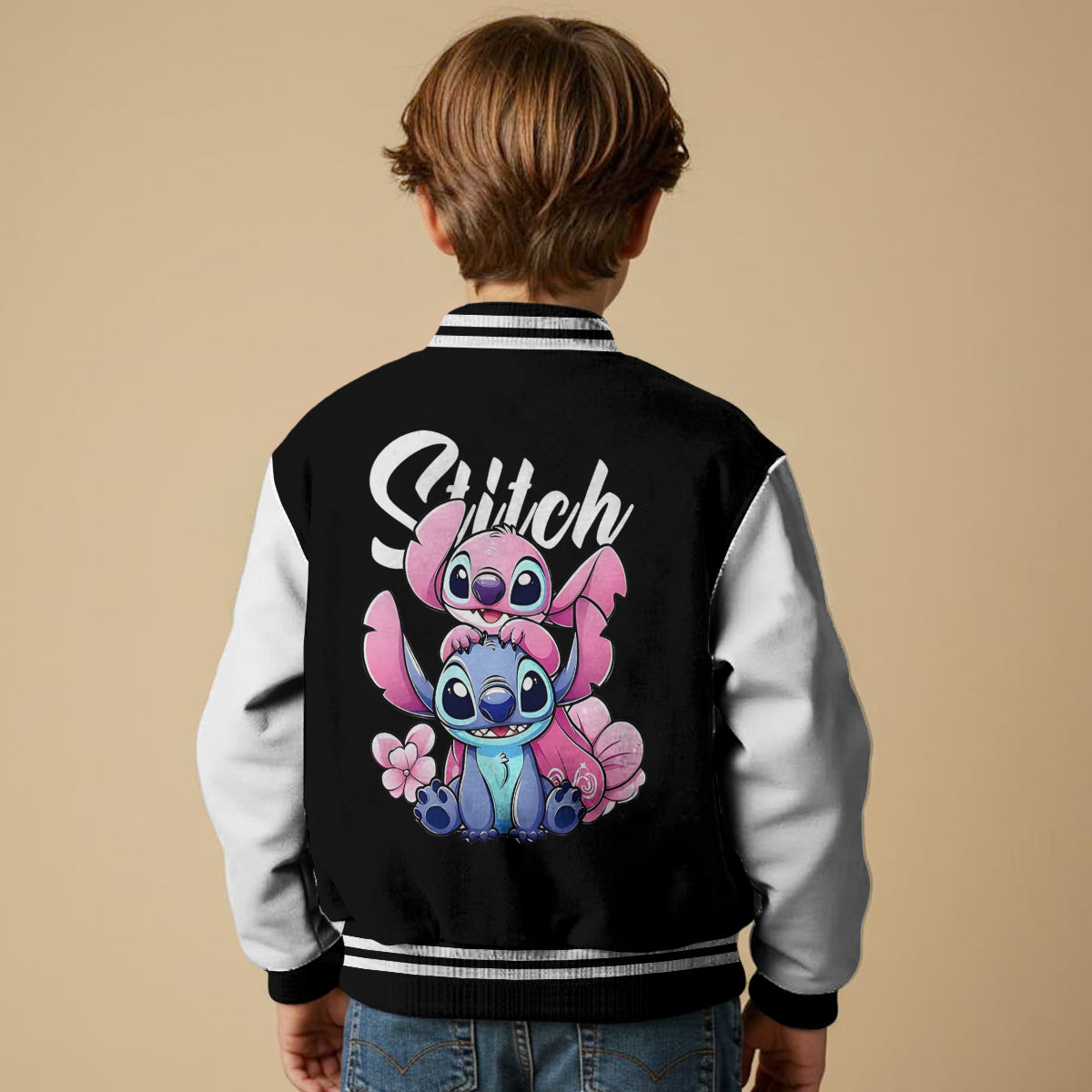 Personalized Varsity Jacket with Cute Stitch Design for Kids Varsity Jacket GradoCreations