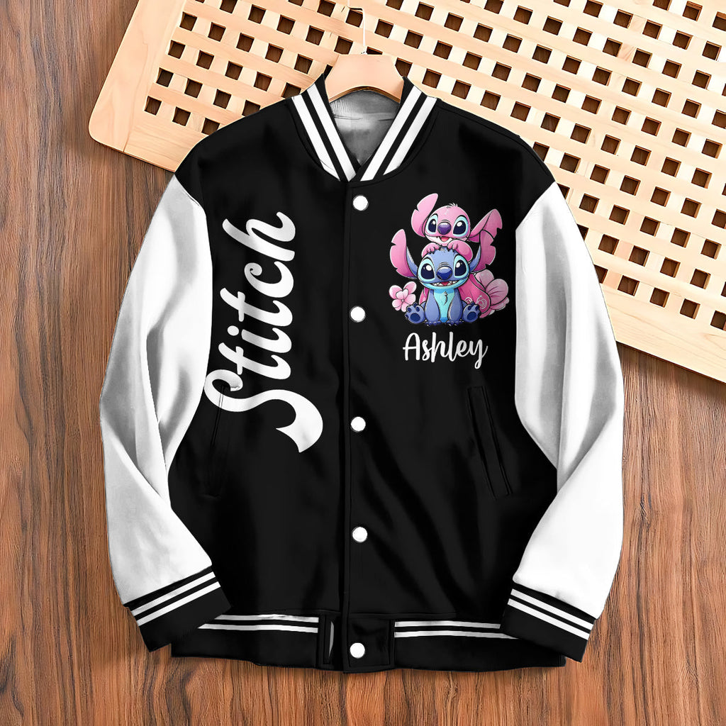 Personalized Varsity Jacket with Cute Stitch Design for Kids Varsity Jacket GradoCreations
