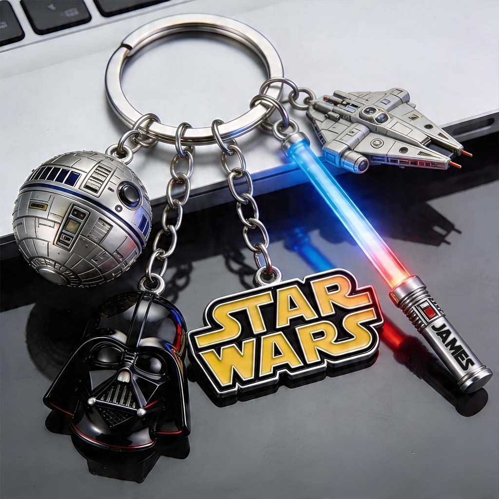 Personalized Star Wars Keychain with Charms Custom Name Gift Premium Keychain With Charms GradoCreations