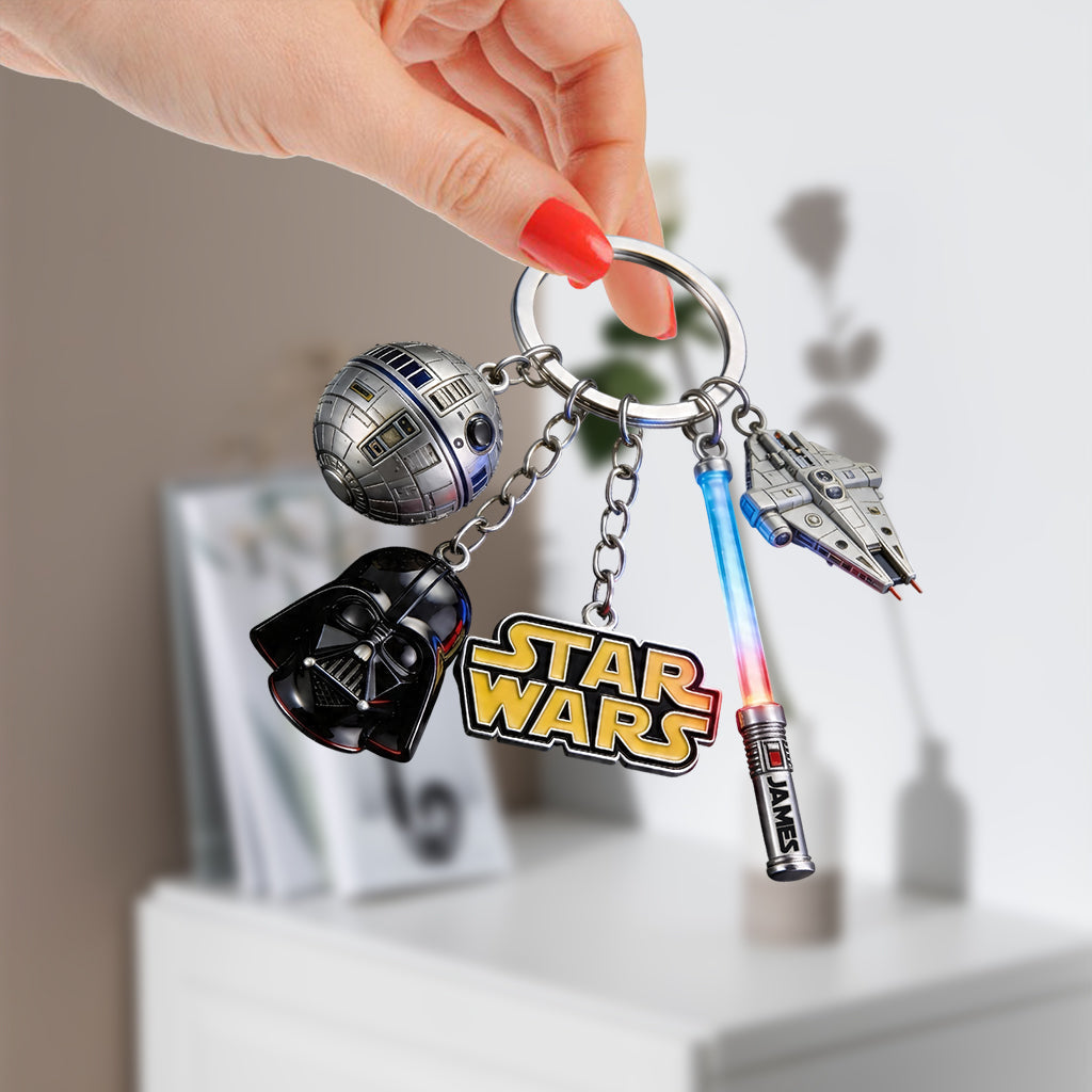 Personalized Star Wars Keychain with Charms Custom Name Gift Premium Keychain With Charms GradoCreations