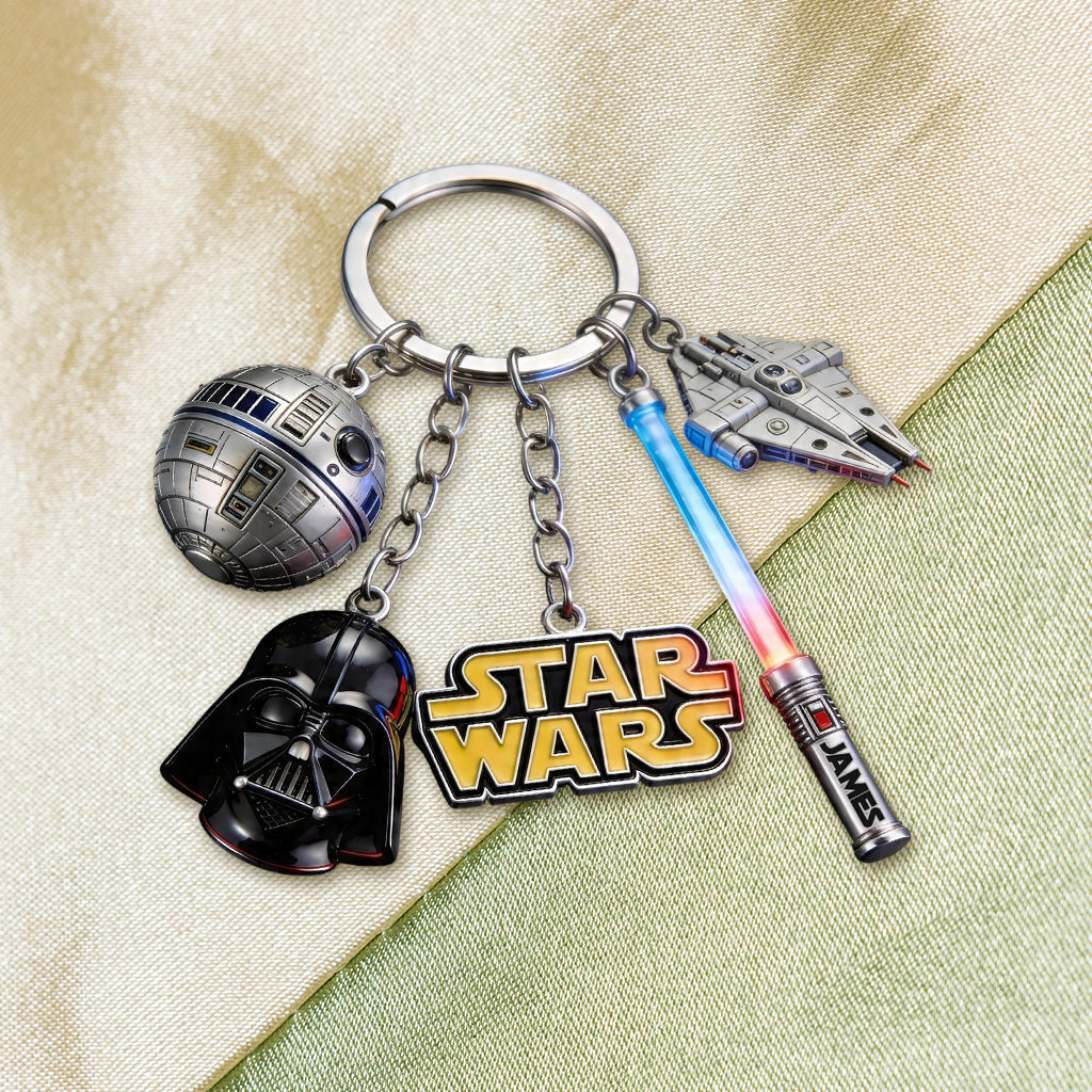 Personalized Star Wars Keychain with Charms Custom Name Gift Premium Keychain With Charms GradoCreations