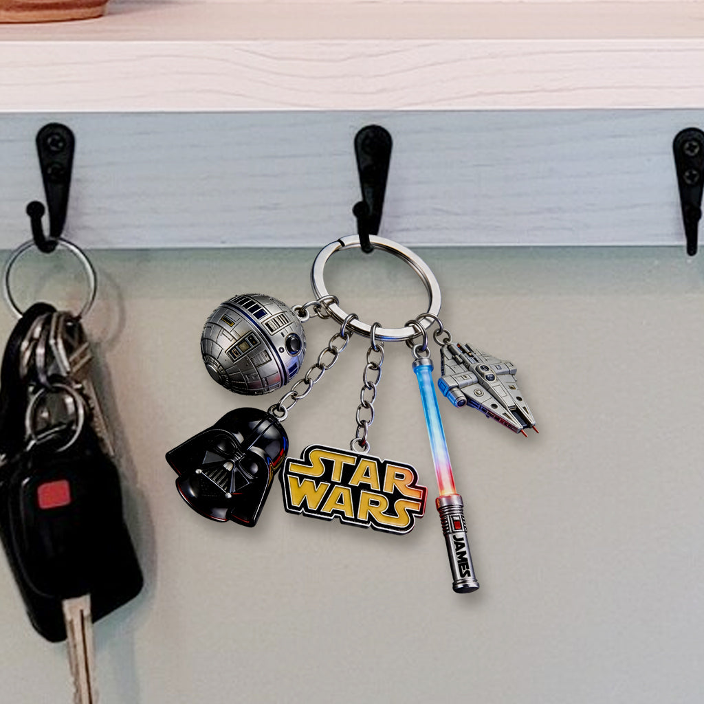 Personalized Star Wars Keychain with Charms Custom Name Gift Premium Keychain With Charms GradoCreations