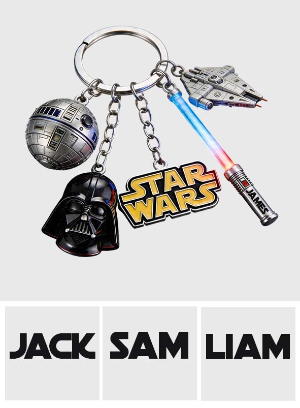 Personalized Star Wars Keychain with Charms Custom Name Gift Premium Keychain With Charms GradoCreations