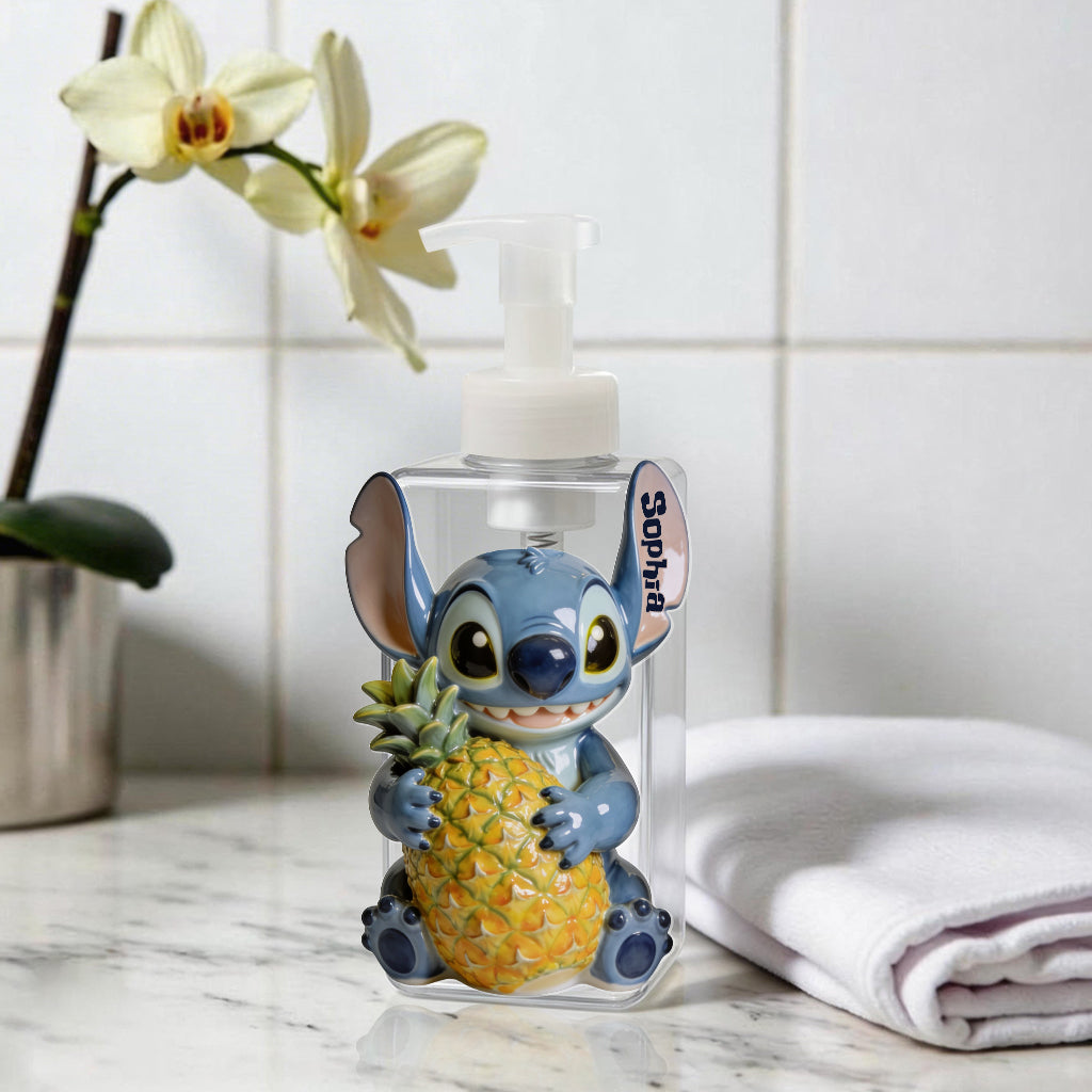 Personalized Cute Blue Alien Soap Dispenser & Toothbrush Holder for Kids Bathroom Acrylic Pot & Pump Dispenser GradoCreations