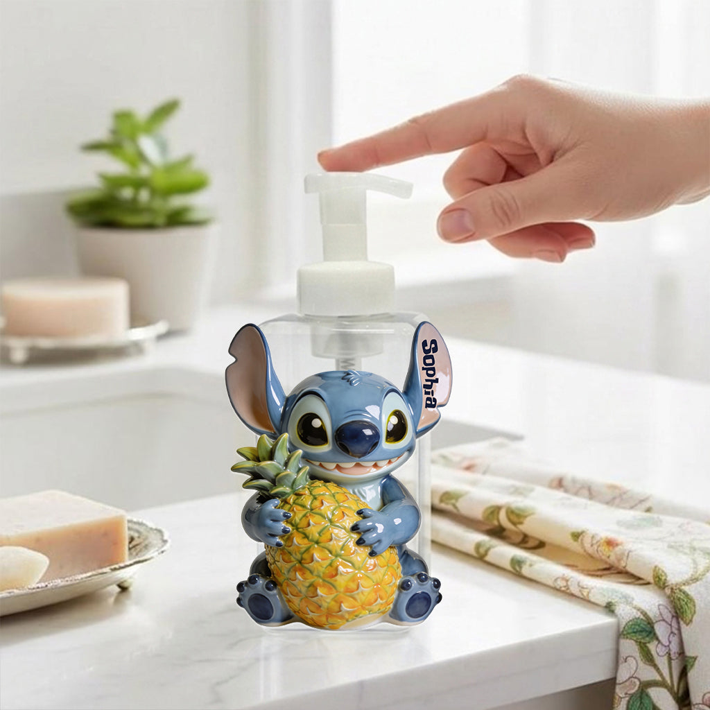 Personalized Cute Blue Alien Soap Dispenser & Toothbrush Holder for Kids Bathroom Acrylic Pot & Pump Dispenser GradoCreations