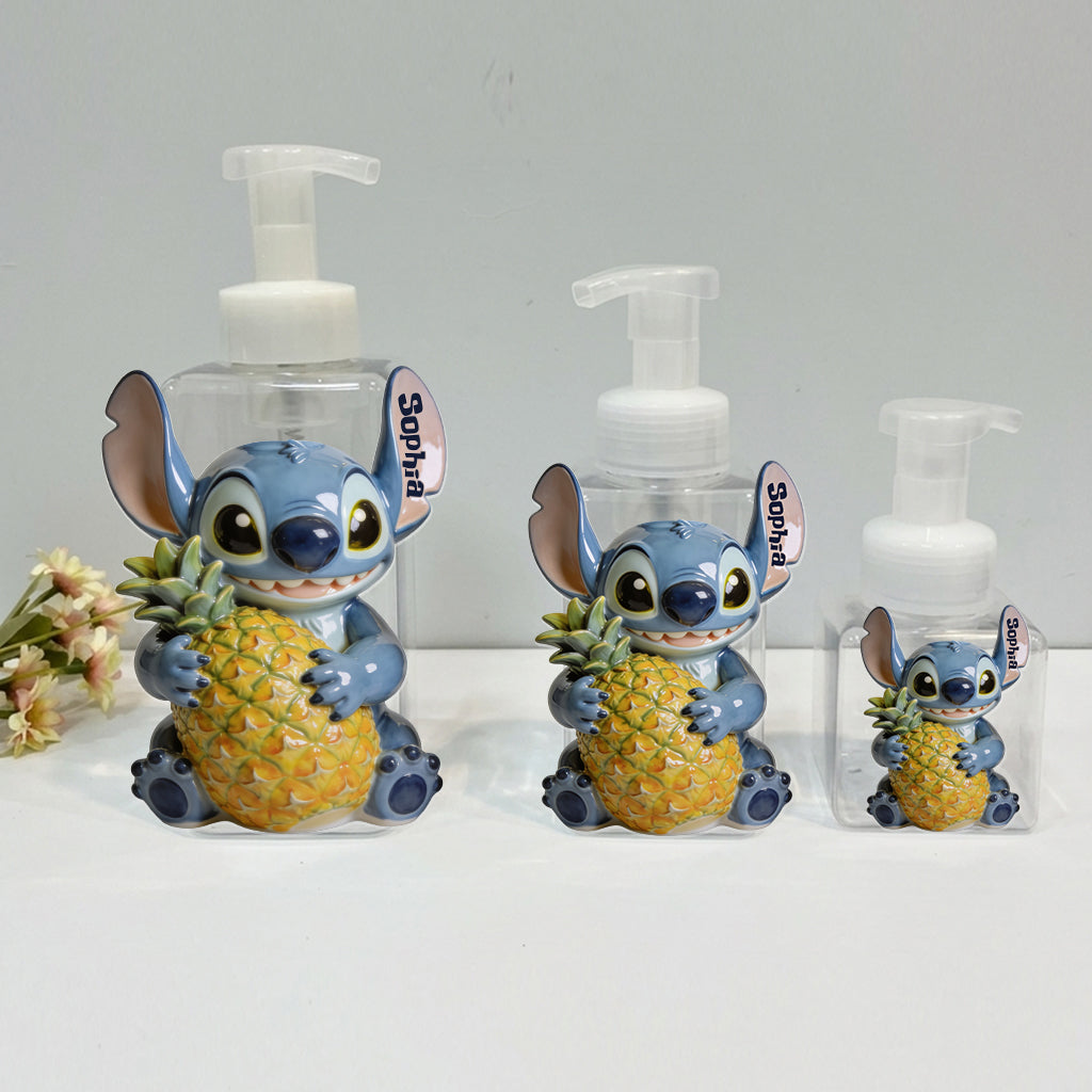 Personalized Cute Blue Alien Soap Dispenser & Toothbrush Holder for Kids Bathroom Acrylic Pot & Pump Dispenser GradoCreations