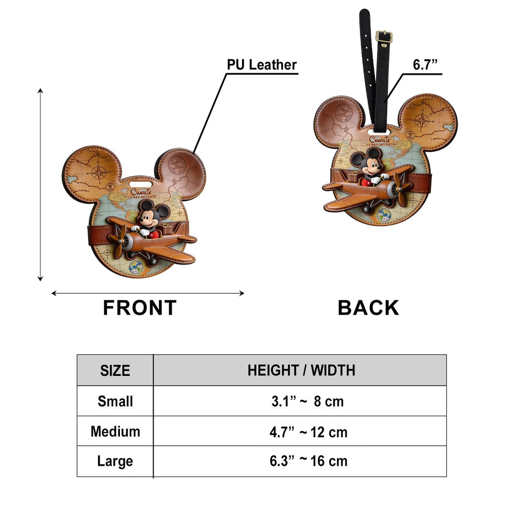 Personalized Mickey Mouse Luggage Tag Custom Name Travel Gift Luggage Tag GradoCreations