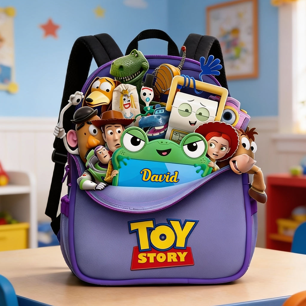 Personalized Leather Patch Backpack for Kids Custom Name Toy Story Design Changeable Leather Patch Backpack GradoCreations