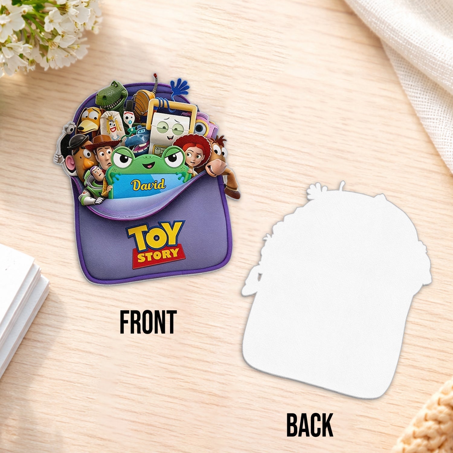 Personalized Leather Patch Backpack for Kids Custom Name Toy Story Design Changeable Leather Patch Backpack GradoCreations