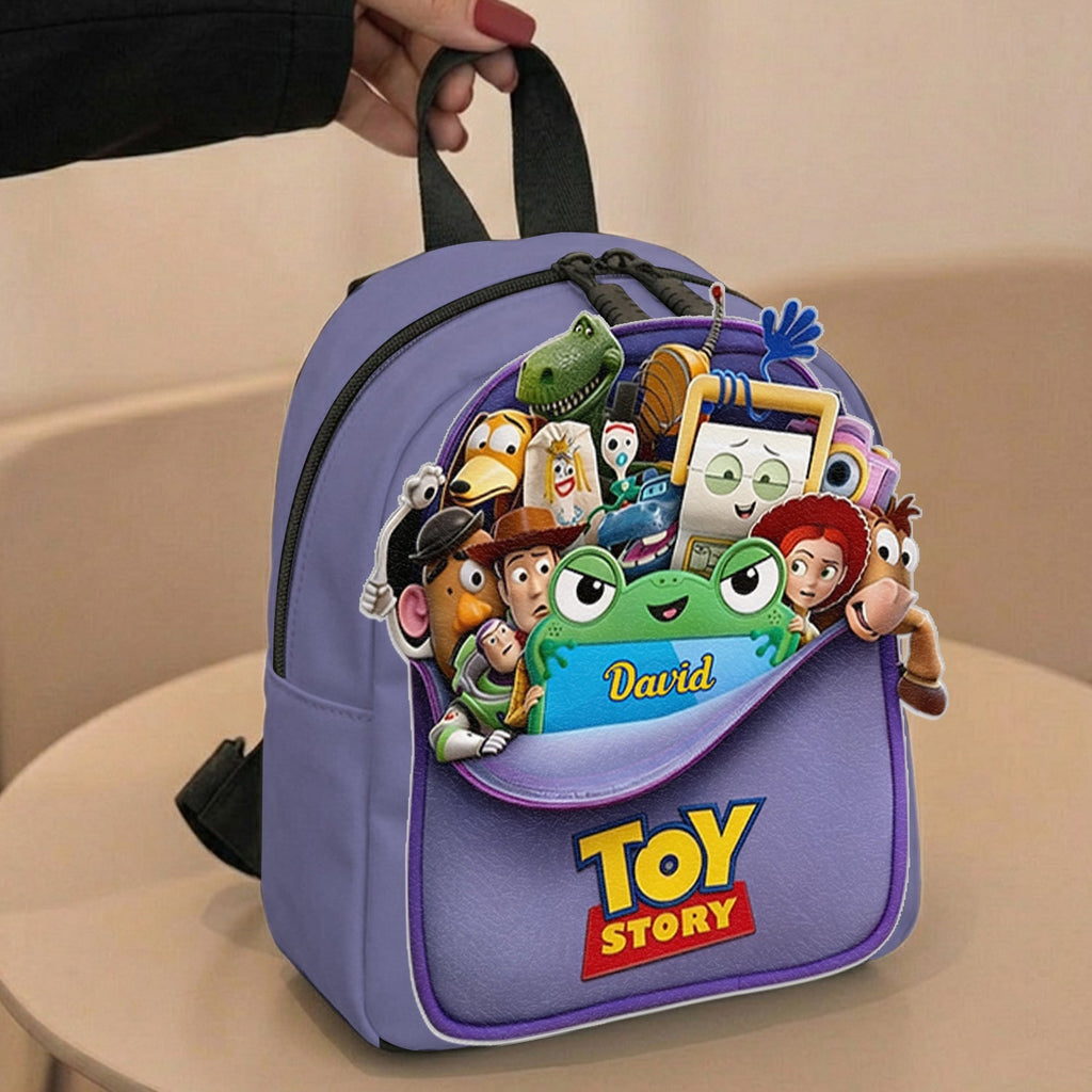 Personalized Leather Patch Backpack for Kids Custom Name Toy Story Design Changeable Leather Patch Backpack GradoCreations