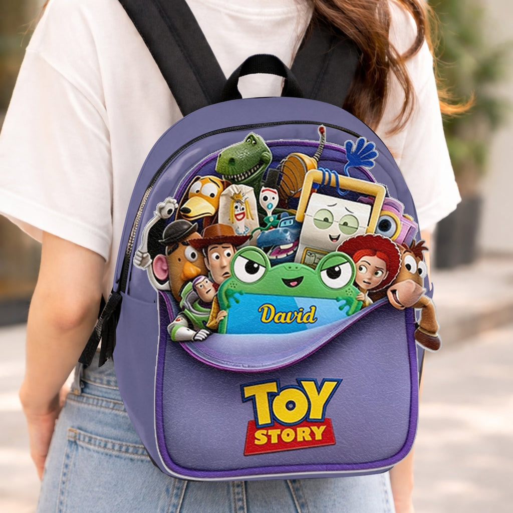 Personalized Leather Patch Backpack for Kids Custom Name Toy Story Design Changeable Leather Patch Backpack GradoCreations
