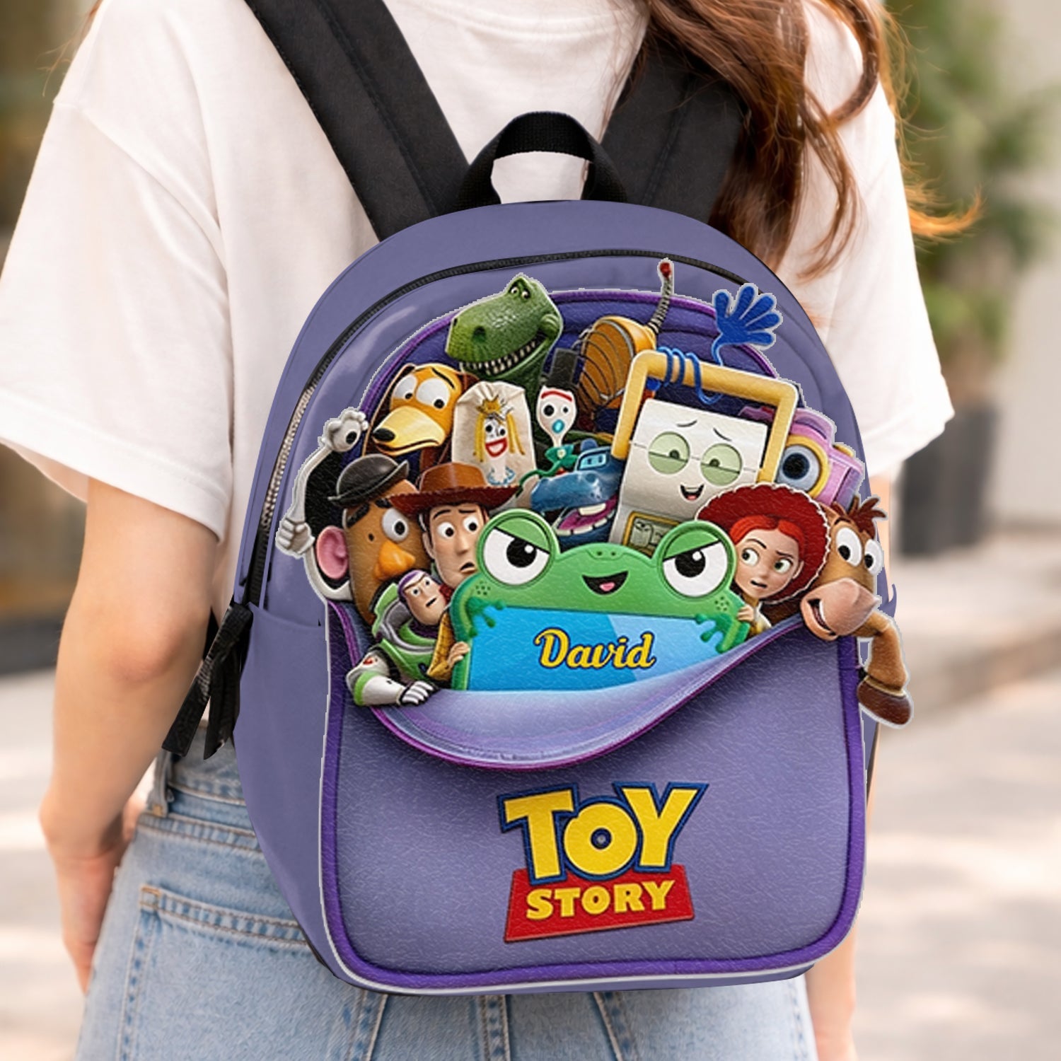 Personalized Leather Patch Backpack for Kids Custom Name Toy Story Design Changeable Leather Patch Backpack GradoCreations