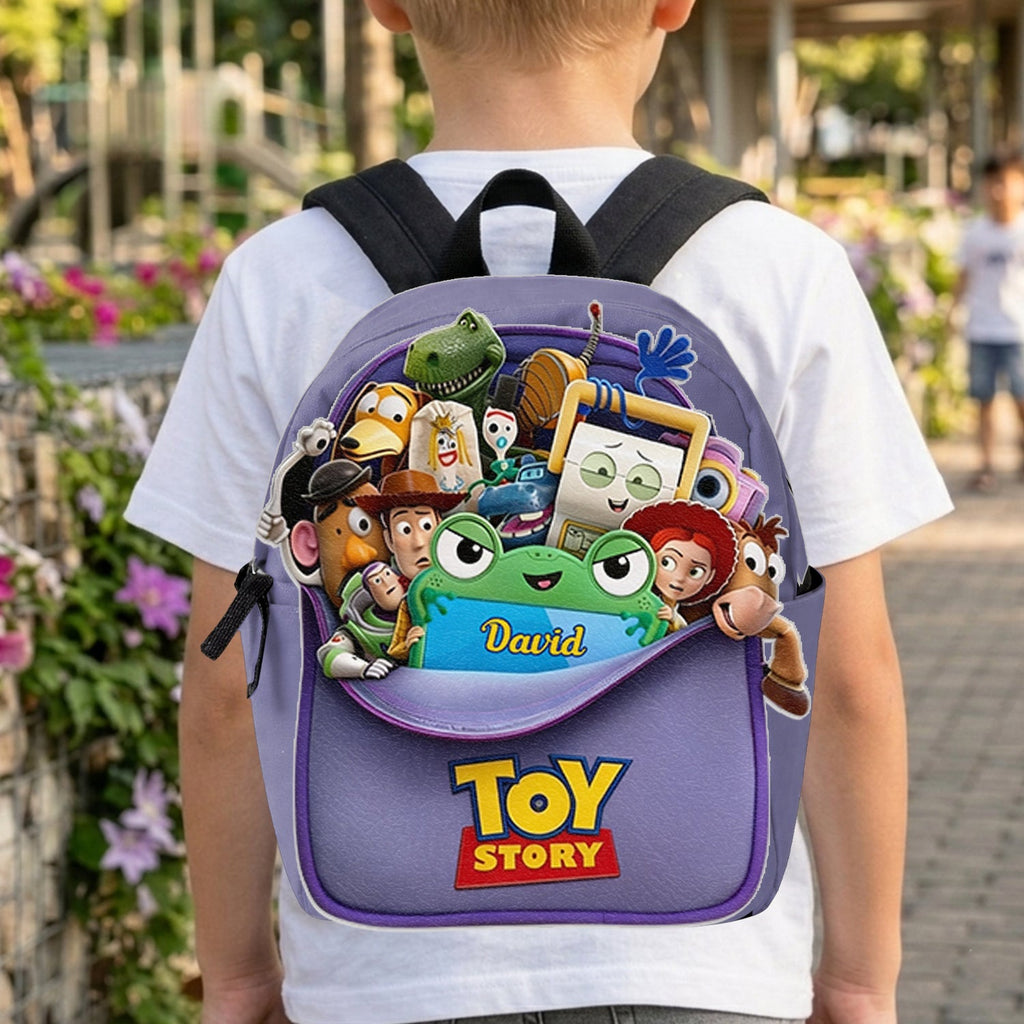 Personalized Leather Patch Backpack for Kids Custom Name Toy Story Design Changeable Leather Patch Backpack GradoCreations