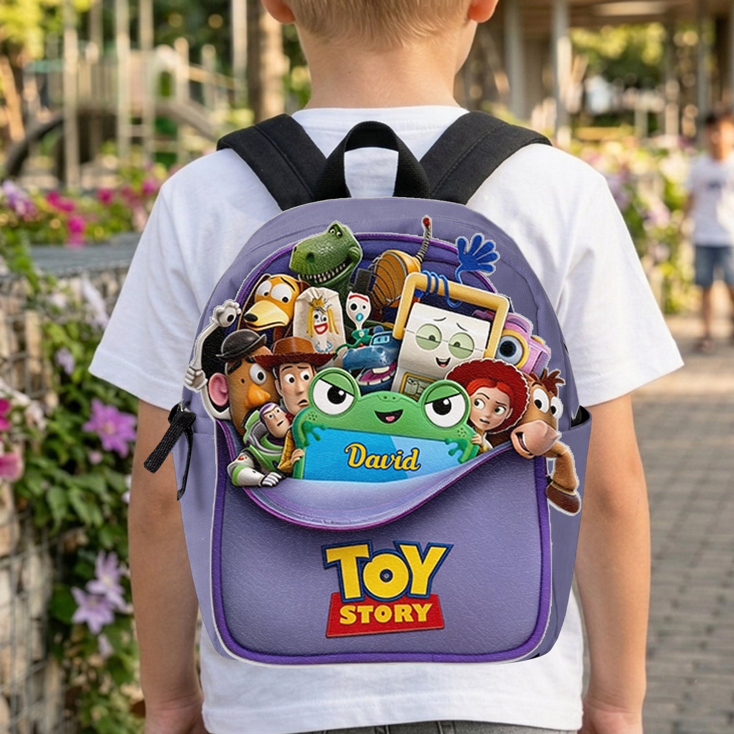 Personalized Leather Patch Backpack for Kids Custom Name Toy Story Design Changeable Leather Patch Backpack GradoCreations