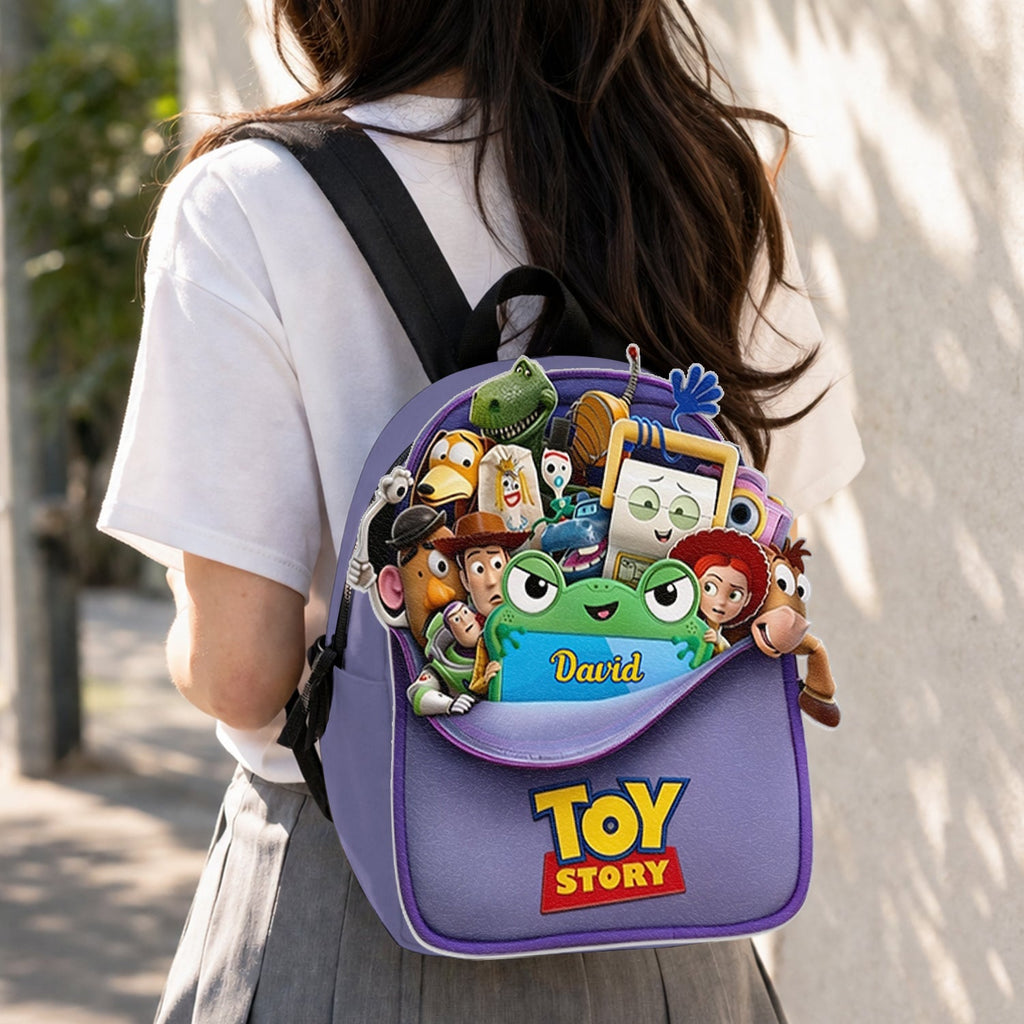 Personalized Leather Patch Backpack for Kids Custom Name Toy Story Design Changeable Leather Patch Backpack GradoCreations