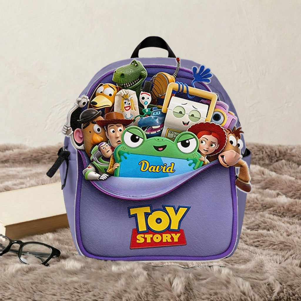 Personalized Leather Patch Backpack for Kids Custom Name Toy Story Design Changeable Leather Patch Backpack GradoCreations