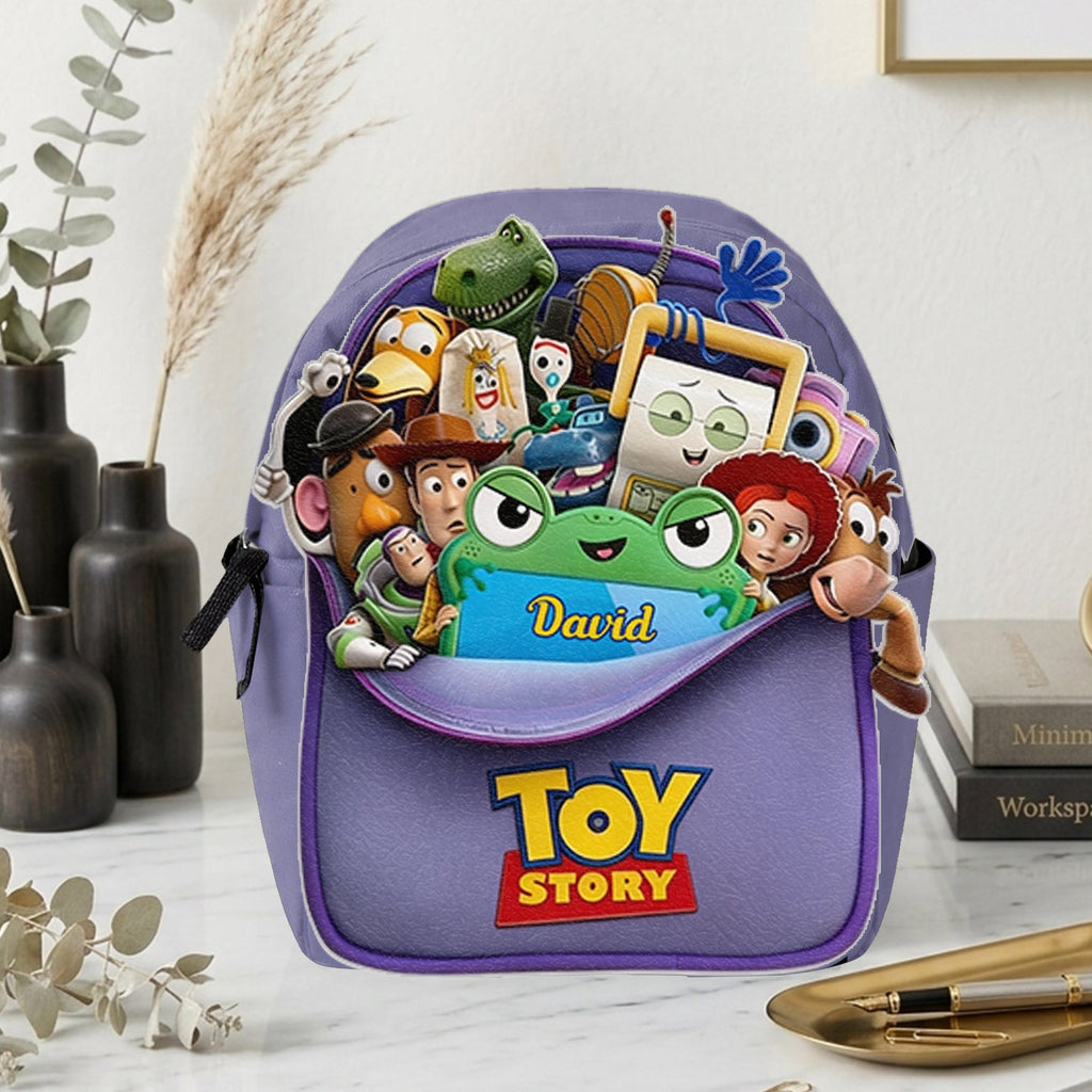 Personalized Leather Patch Backpack for Kids Custom Name Toy Story Design Changeable Leather Patch Backpack GradoCreations