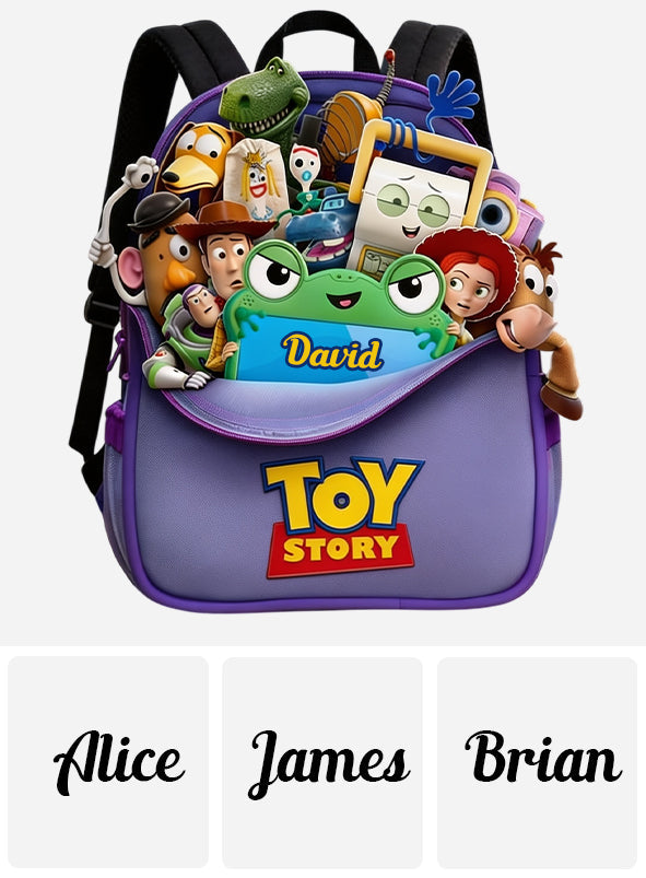 Personalized Leather Patch Backpack for Kids Custom Name Toy Story Design Changeable Leather Patch Backpack GradoCreations