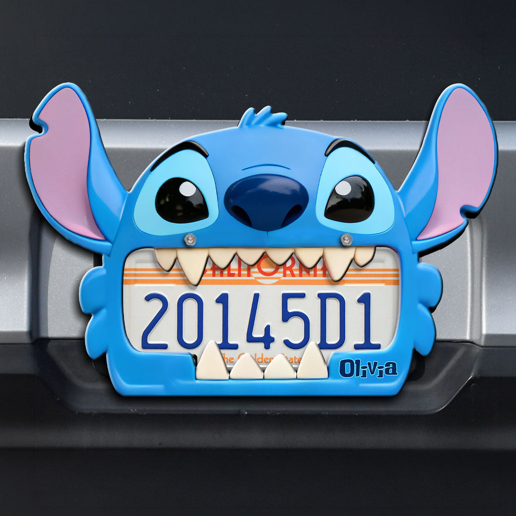 Personalized Blue Monster License Plate Frame Custom Name Gift License Plate Frames GradoCreations