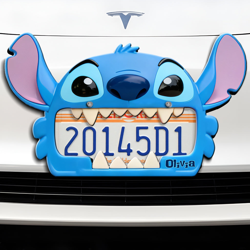 Personalized Blue Monster License Plate Frame Custom Name Gift License Plate Frames GradoCreations
