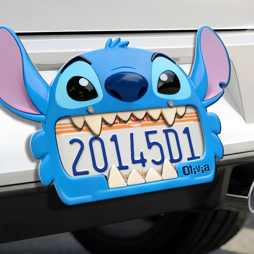 Personalized Blue Monster License Plate Frame Custom Name Gift License Plate Frames GradoCreations