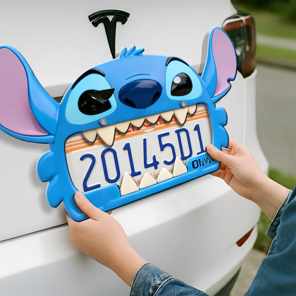 Personalized Blue Monster License Plate Frame Custom Name Gift License Plate Frames GradoCreations