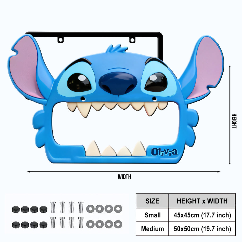 Personalized Blue Monster License Plate Frame Custom Name Gift License Plate Frames GradoCreations