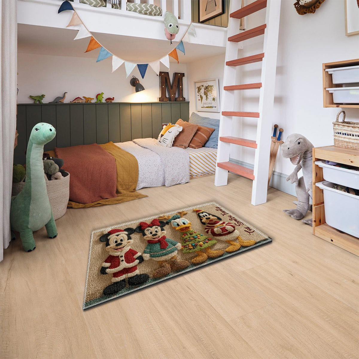 Personalized Disney Holiday Rug Custom Family Name Non-Slip Non-Slip Tufted Rug GradoCreations
