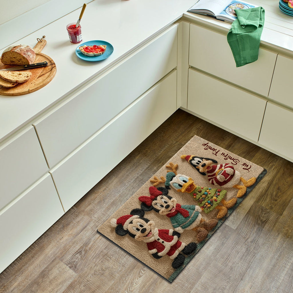 Personalized Disney Holiday Rug Custom Family Name Non-Slip Non-Slip Tufted Rug GradoCreations