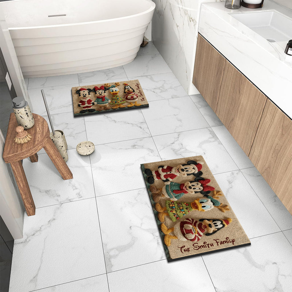 Personalized Disney Holiday Rug Custom Family Name Non-Slip Non-Slip Tufted Rug GradoCreations