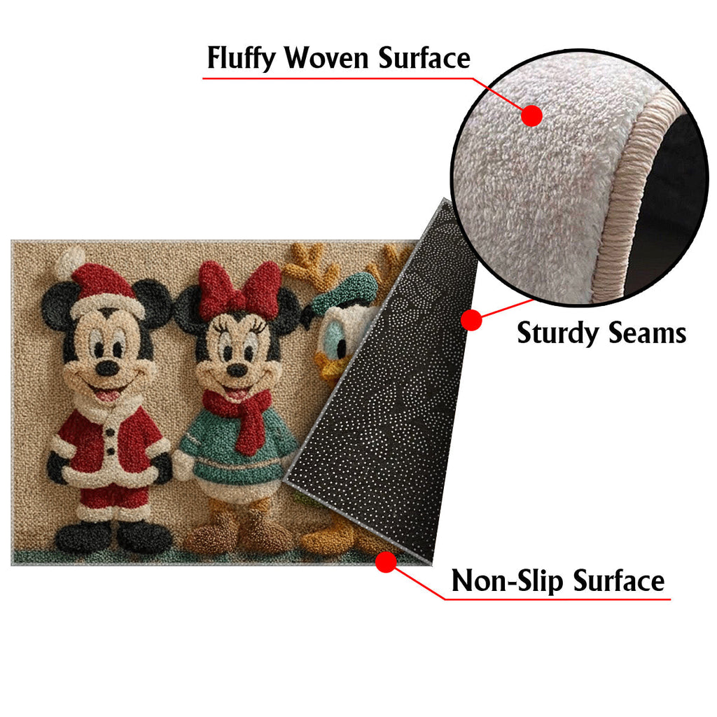 Personalized Disney Holiday Rug Custom Family Name Non-Slip Non-Slip Tufted Rug GradoCreations