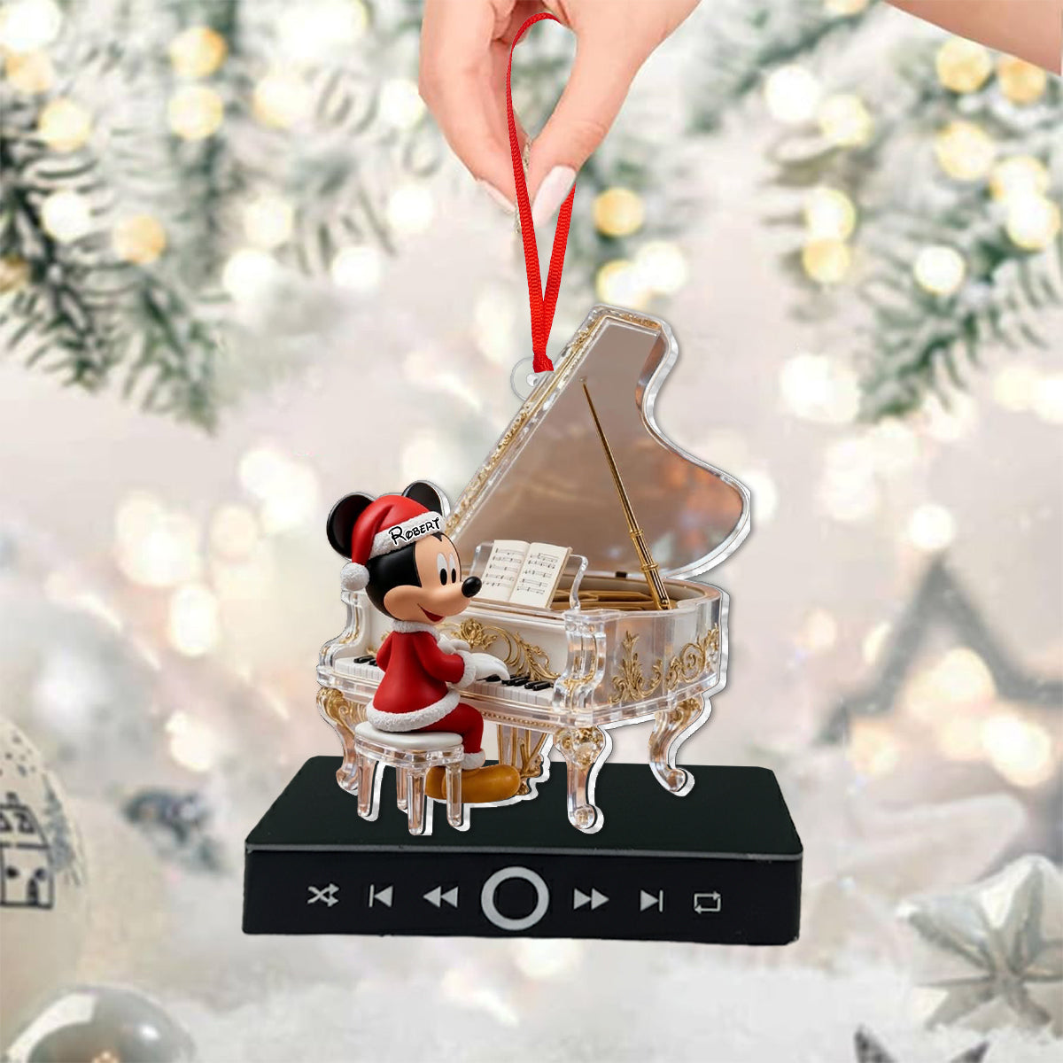 Personalized Music Ornament with Piano Design for Christmas Music Ornament GradoCreations