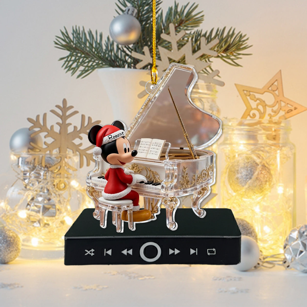 Personalized Music Ornament with Piano Design for Christmas Music Ornament GradoCreations