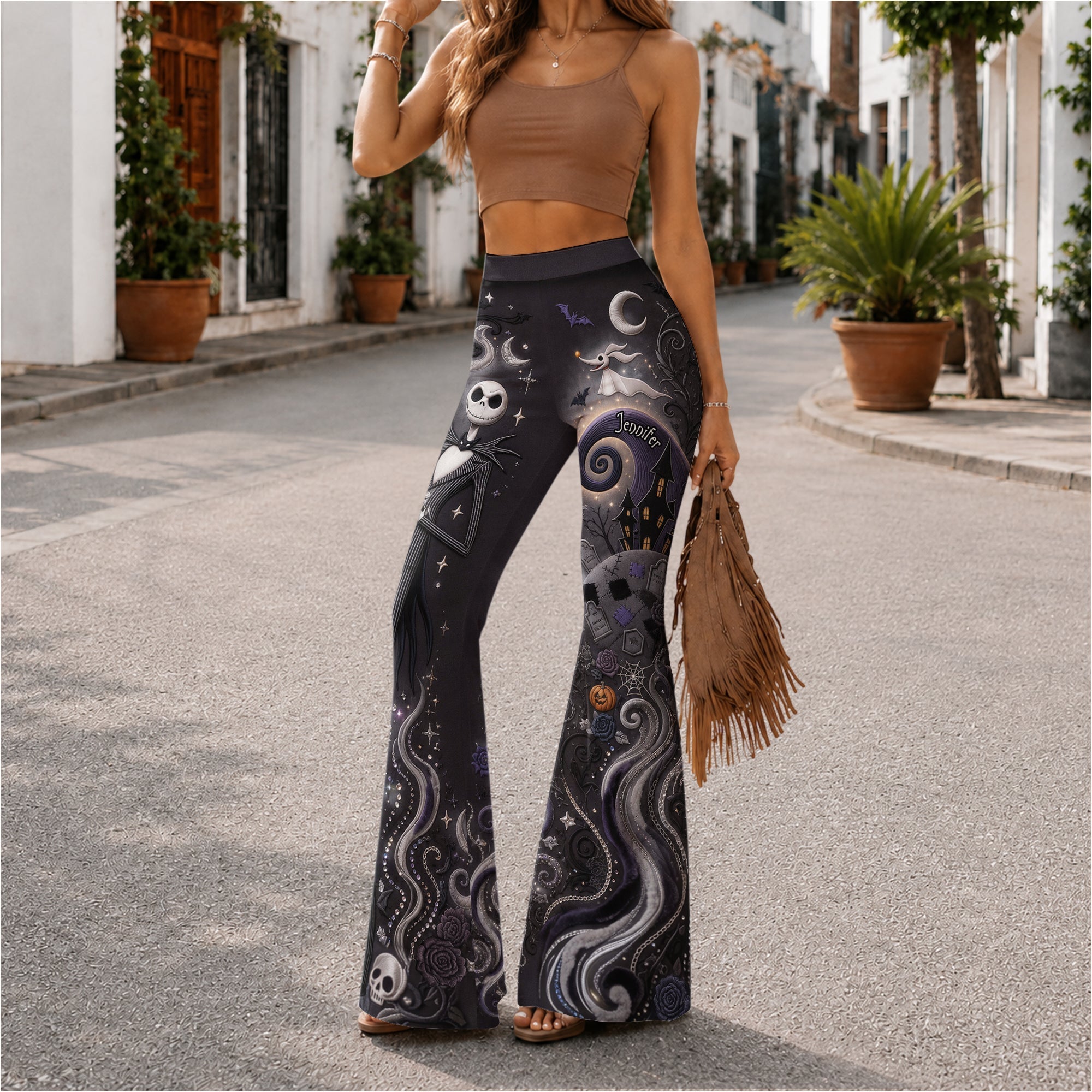 Personalized Halloween Flare Pants & Crop Tank Top Gift Idea Flare Pants & Crop Tanktop GradoCreations