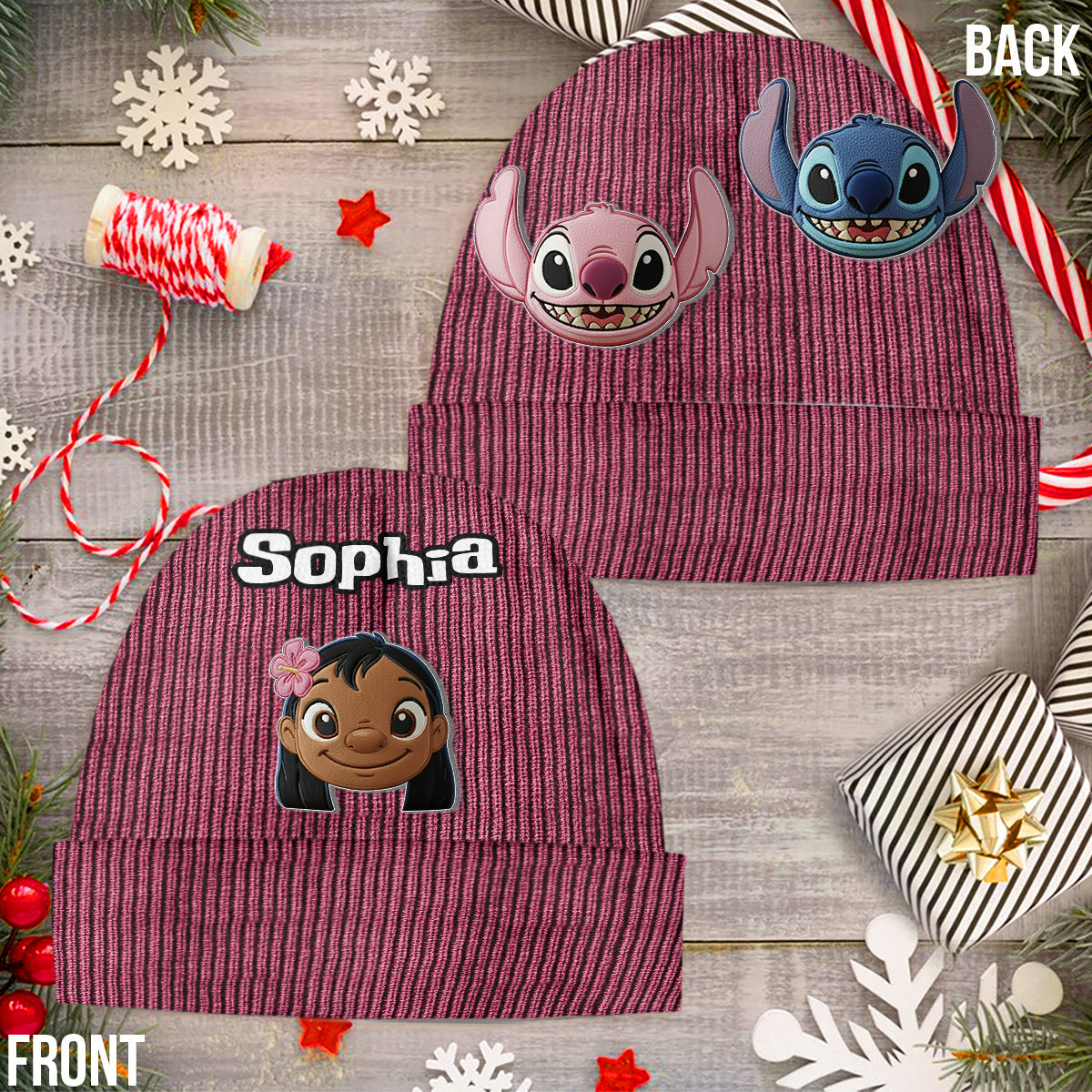 Personalized Ohana Beanie Hat with Custom Patches for Kids Beanie Hat With Patches GradoCreations