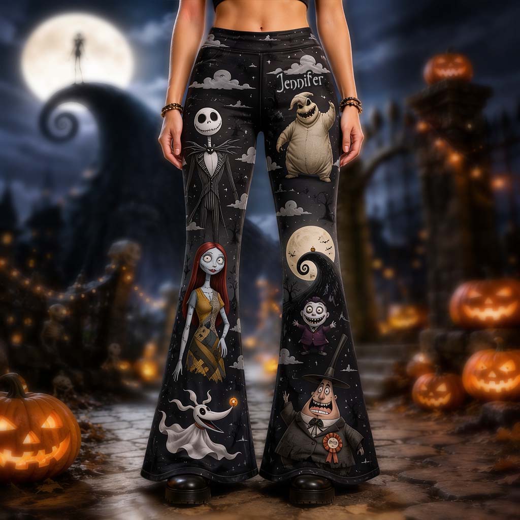 Personalized Nightmare Flare Leggings Custom Name Gift Flare Leggings GradoCreations