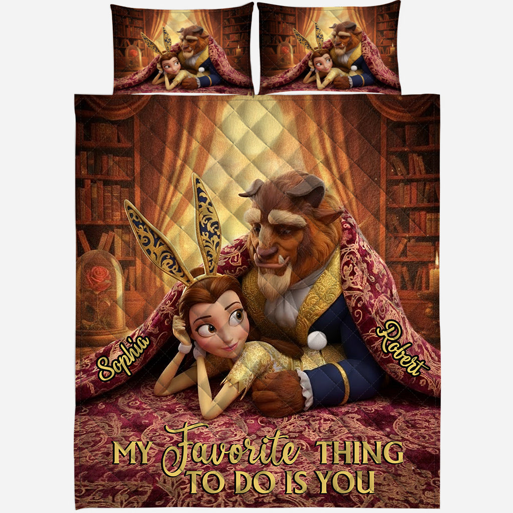 Personalized Couple Quilt Set Soft Polyester with Custom Names Quilt Set GradoCreations