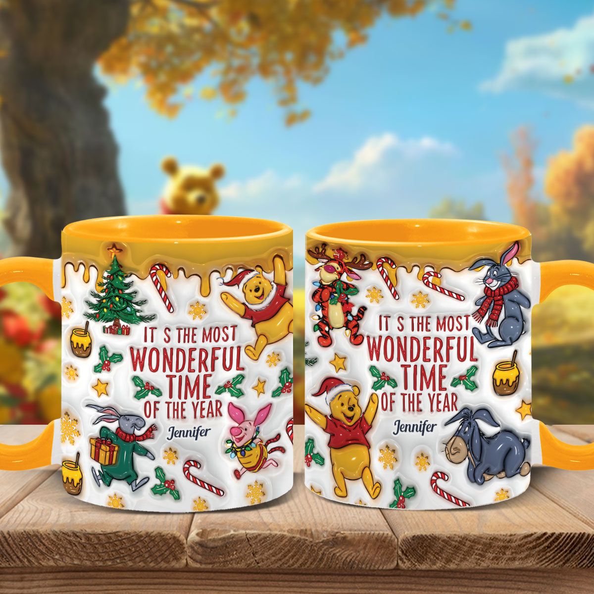 Personalized Christmas Accent Mug with Bear and Friends Accent Mug GradoCreations
