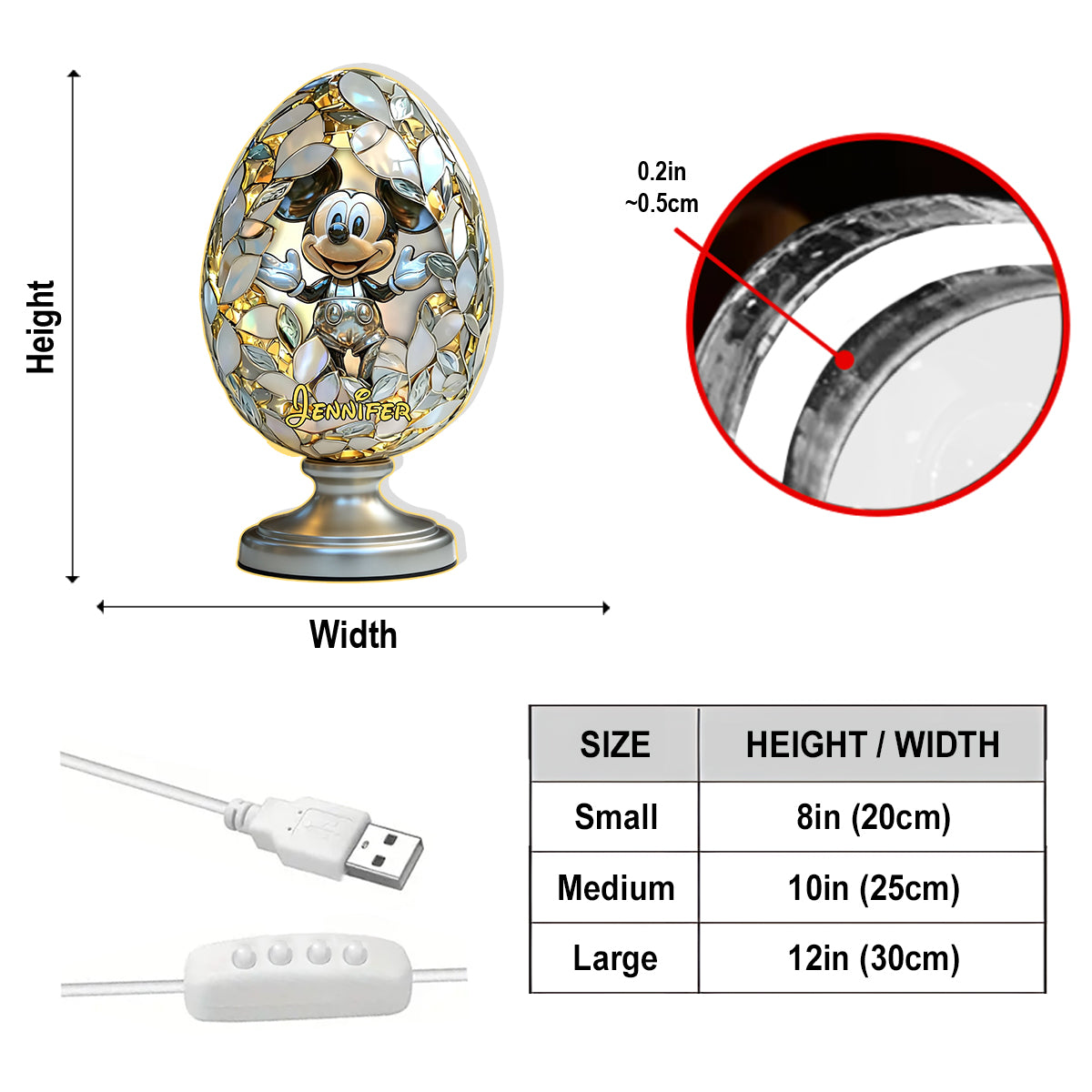 Personalized Acrylic LED Night Light Decor with Disney Design Acrylic LED Night Light GradoCreations