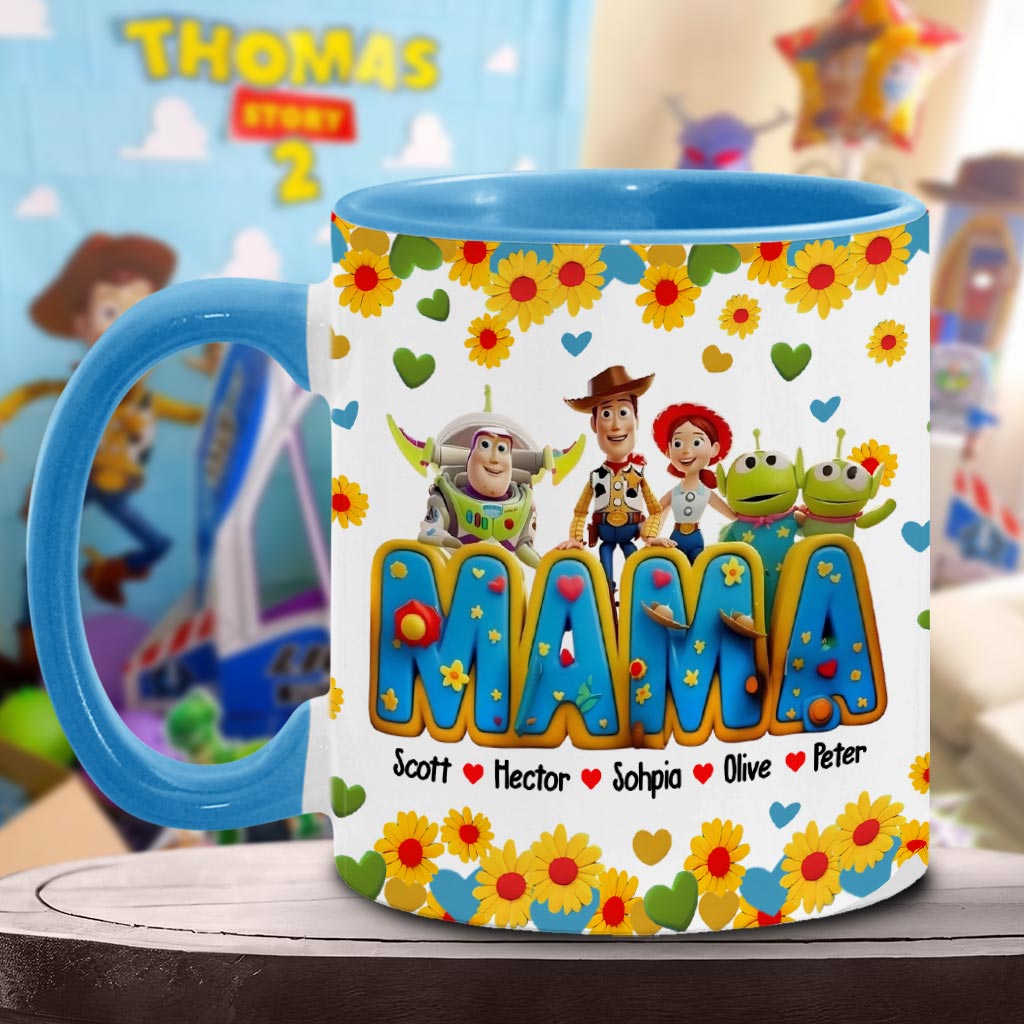 Personalized Accent Mug for Mom with Custom Names & Floral Design Accent Mug GradoCreations