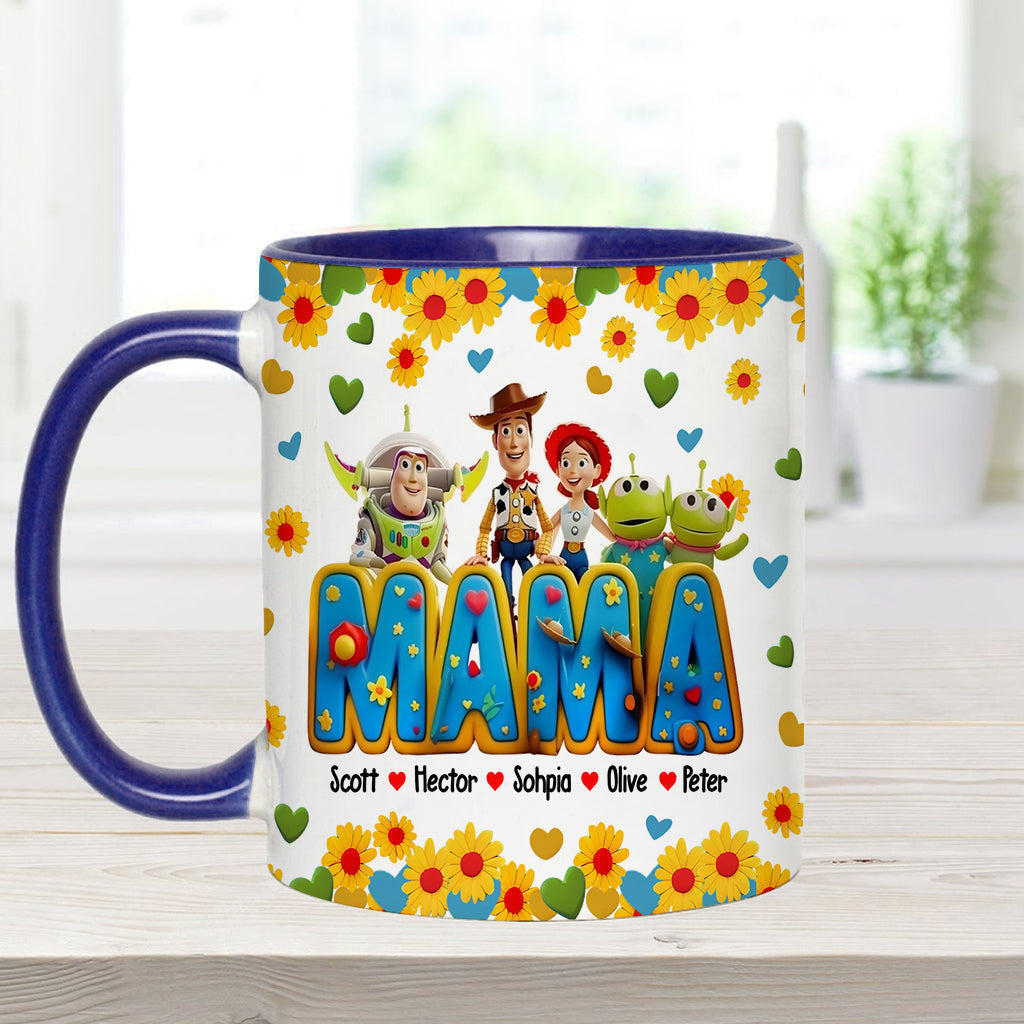 Personalized Accent Mug for Mom with Custom Names & Floral Design Accent Mug GradoCreations