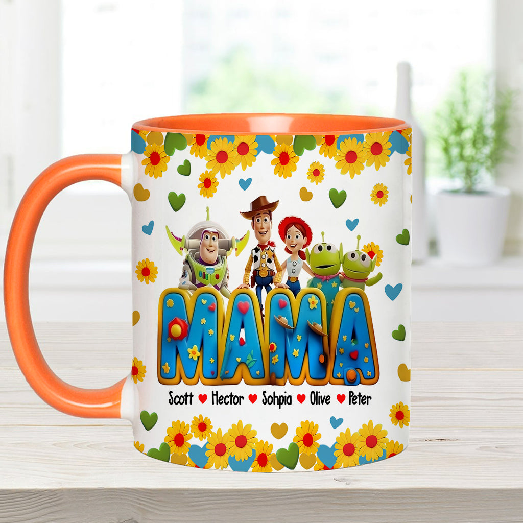 Personalized Accent Mug for Mom with Custom Names & Floral Design Accent Mug GradoCreations