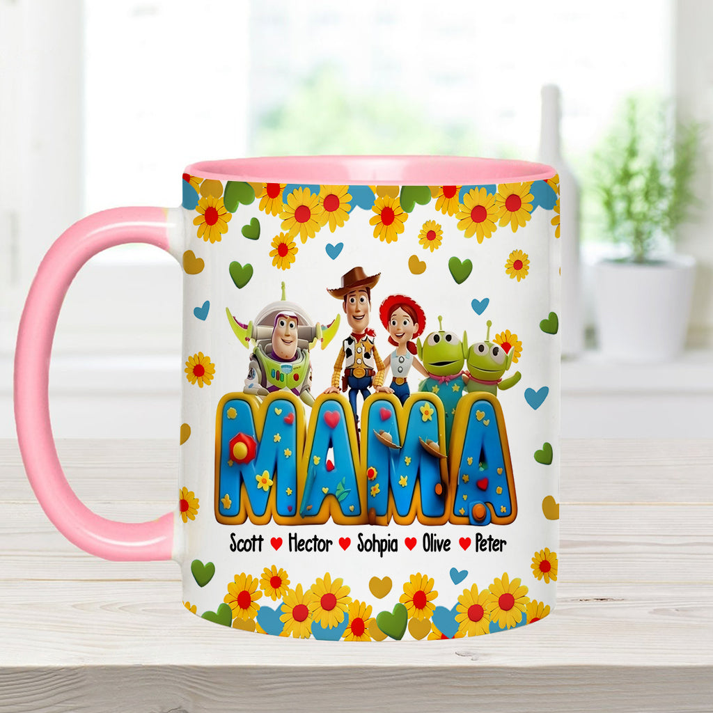 Personalized Accent Mug for Mom with Custom Names & Floral Design Accent Mug GradoCreations