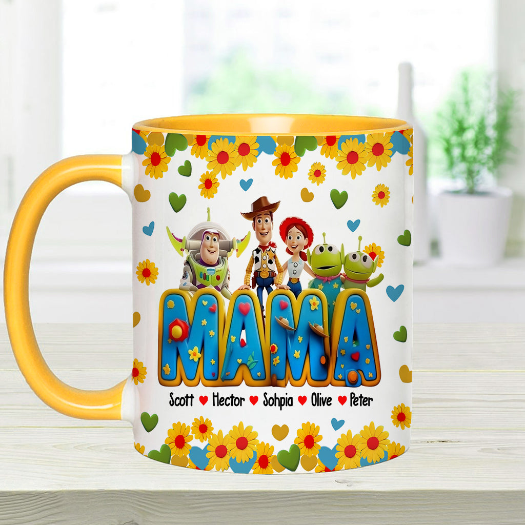 Personalized Accent Mug for Mom with Custom Names & Floral Design Accent Mug GradoCreations