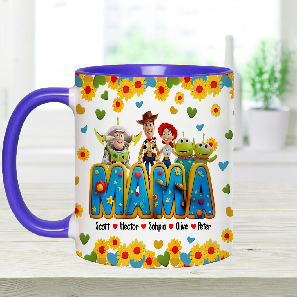 Personalized Accent Mug for Mom with Custom Names & Floral Design Accent Mug GradoCreations