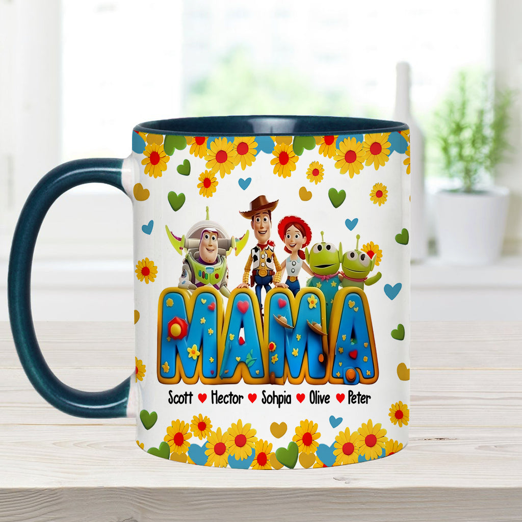Personalized Accent Mug for Mom with Custom Names & Floral Design Accent Mug GradoCreations