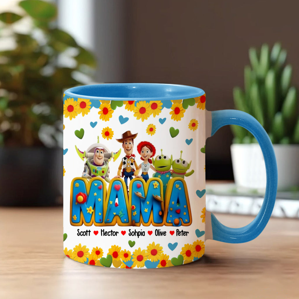 Personalized Accent Mug for Mom with Custom Names & Floral Design Accent Mug GradoCreations