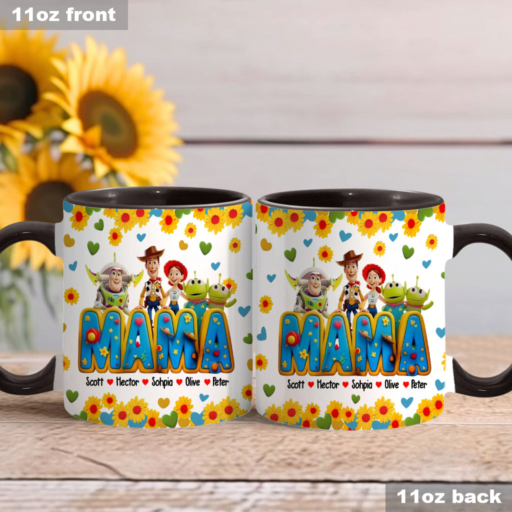 Personalized Accent Mug for Mom with Custom Names & Floral Design Accent Mug GradoCreations